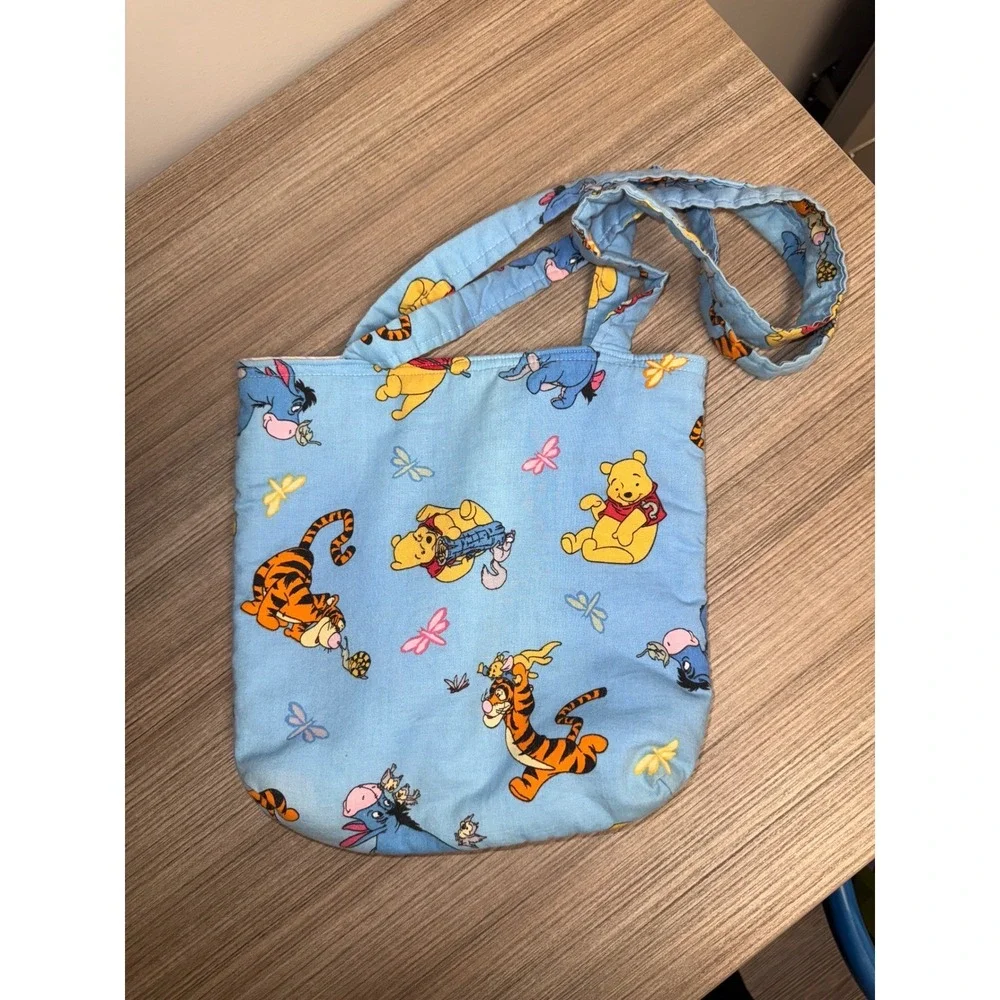 Hand Made Disney Winnie the Pooh Tigger Eeyore Piglet Blue Tote Bag 8x11